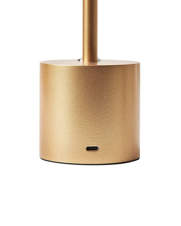 Bordlampe Guld Metal 35 cm LED Lampe til Bord Genopladelig Sengebordslampe Trådløs USB Natbordslampe med Batteri
