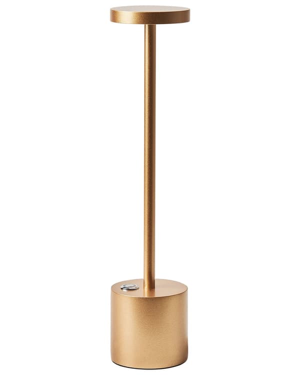 Bordlampe Guld Metal 35 cm LED Lampe til Bord Genopladelig Sengebordslampe Trådløs USB Natbordslampe med Batteri