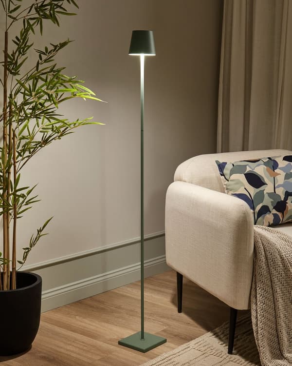 Gulvlampe Grøn Sort Metal H 131 cm LED Standerlampe med Touch Moderne Genopladelig Lampe til Gulv Ledningsfri Hjørnelampe over Sofa