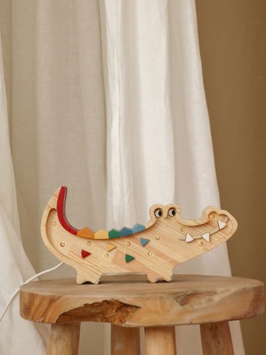 Little Lights - Small Natural Wood Crocodile Night Light