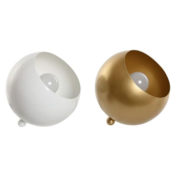 Bordslampa Home ESPRIT Vit Gyllene Metall 50 W 220 V 15 x 15 x 15 cm (2 antal)