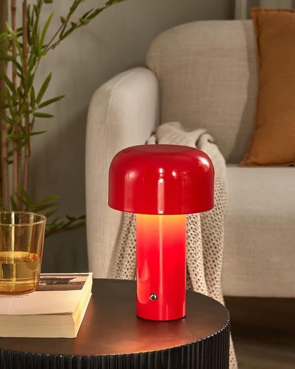 Trådløs bordlampe Rød Metall 21 cm LED Oppladbar USB Justerbart lys Moderne design Utendørs- og innendørsbruk Bærbar lampe Belysning