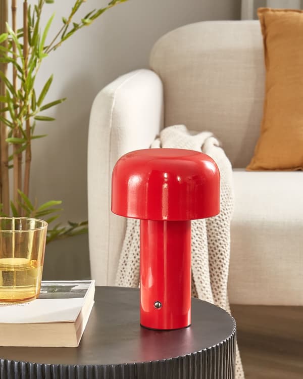 Trådløs bordlampe Rød Metall 21 cm LED Oppladbar USB Justerbart lys Moderne design Utendørs- og innendørsbruk Bærbar lampe Belysning