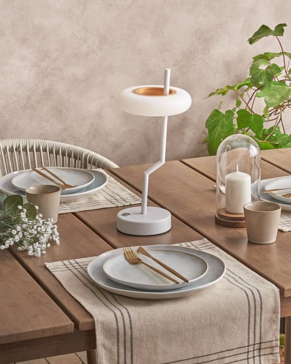Bordlampe Hvit Jern 36 cm Aluminium Innendørs Utendørs Moderne design