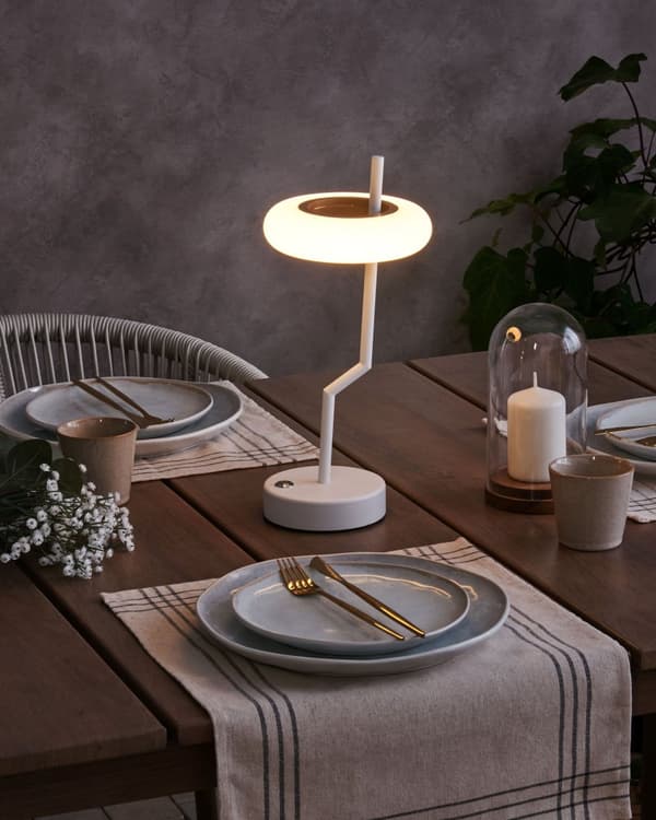Bordlampe Hvit Jern 36 cm Aluminium Innendørs Utendørs Moderne design