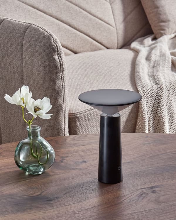 Trådløs bordlampe Svart Jern 19 cm LED Oppladbar Justerbart lys Moderne design Utendørs- og innendørsbruk Bærbar lampe Belysning