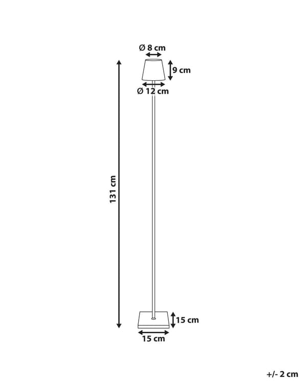 Trådløs gulvlampe Svart Jern 131 cm LED Oppladbar Justerbart lys Moderne design Utendørs- og innendørsbruk Bærbar lampe Belysning