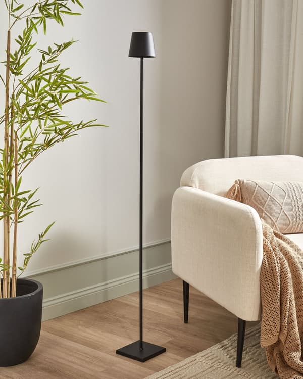 Trådløs gulvlampe Svart Jern 131 cm LED Oppladbar Justerbart lys Moderne design Utendørs- og innendørsbruk Bærbar lampe Belysning