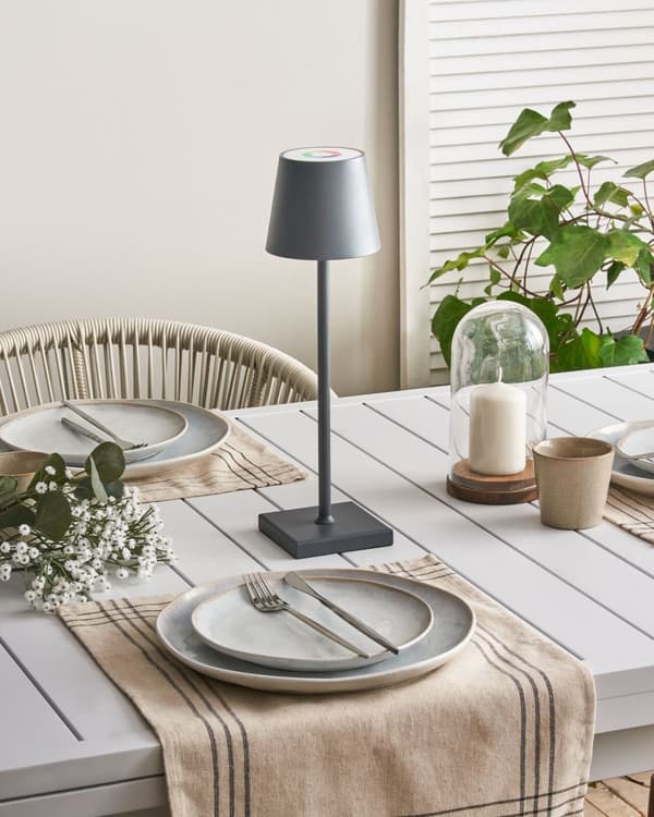 Trådløs bordlampe Mørkegrå Metall 37 cm LED Oppladbar RGB-funksjon Moderne design Bærbar lampe Trådløs belysning