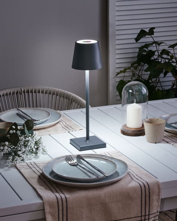 Trådløs bordlampe Mørkegrå Metall 37 cm LED Oppladbar RGB-funksjon Moderne design Bærbar lampe Trådløs belysning