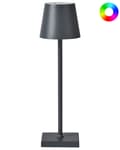 Miniatyrbilde 1 av 11: Trådløs bordlampe Mørkegrå Metall 37 cm LED Oppladbar RGB-funksjon Moderne design Bærbar lampe Trådløs belysning