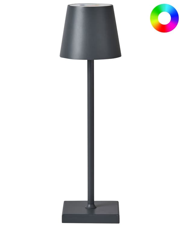 Trådløs bordlampe Mørkegrå Metall 37 cm LED Oppladbar RGB-funksjon Moderne design Bærbar lampe Trådløs belysning