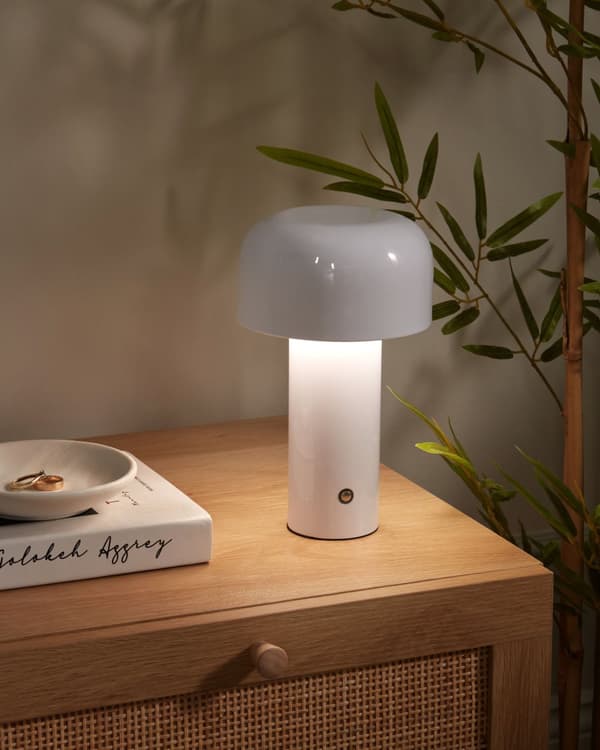 Trådløs bordlampe Hvit Metall 21 cm LED Oppladbar USB Justerbart lys Moderne design Utendørs- og innendørsbruk Bærbar lampe Belysning