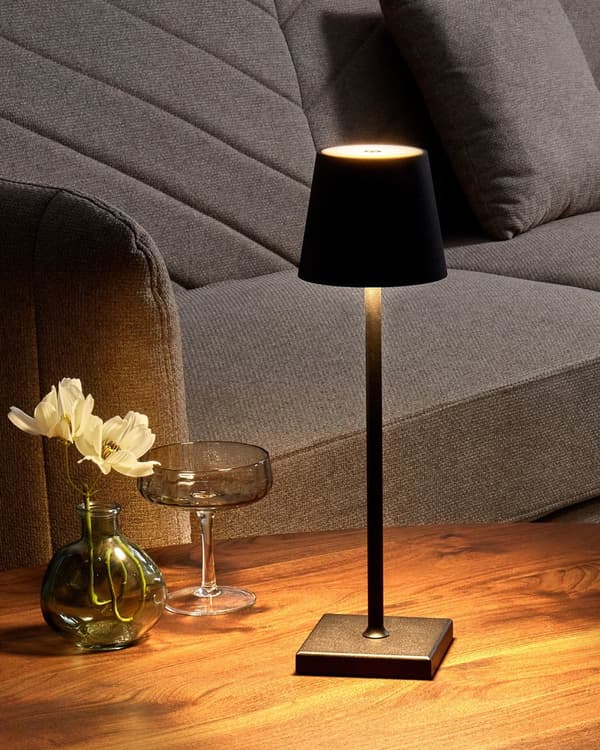 Trådløs bordlampe Svart Aluminium 38 cm LED Oppladbar USB Berøringsbryter Justerbart lys Moderne design Bærbar lampe Utendørs Innendørs