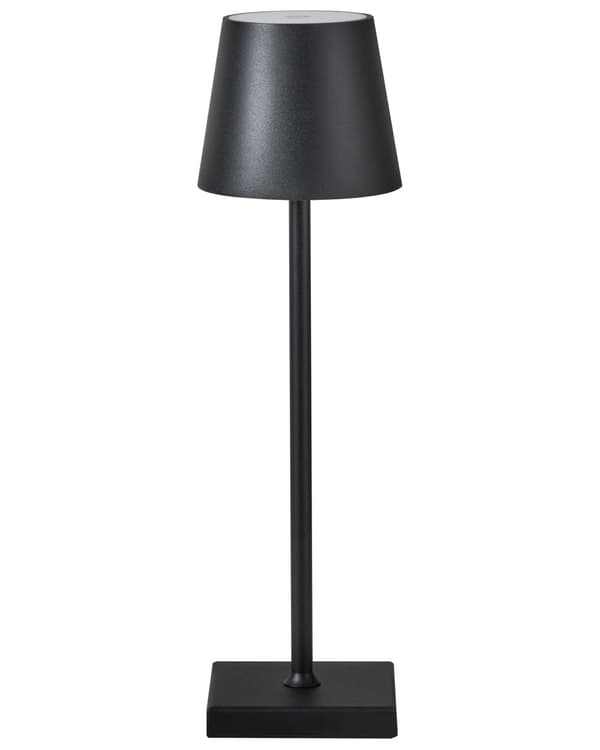 Trådløs bordlampe Svart Aluminium 38 cm LED Oppladbar USB Berøringsbryter Justerbart lys Moderne design Bærbar lampe Utendørs Innendørs