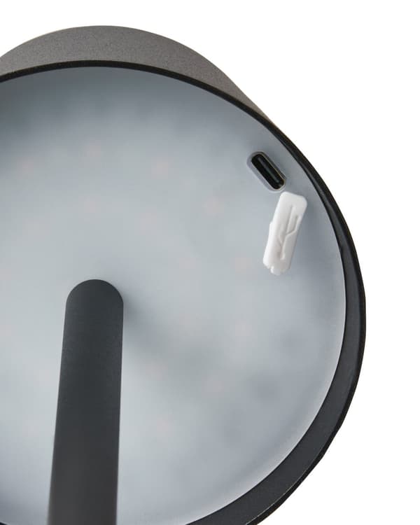 Trådløs bordlampe Svart Aluminium 38 cm LED Oppladbar USB Berøringsbryter Justerbart lys Moderne design Bærbar lampe Utendørs Innendørs