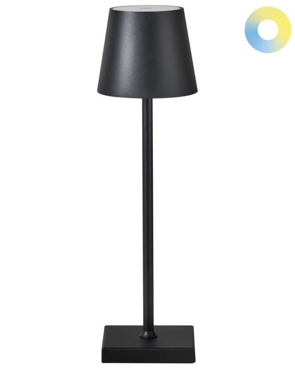 Trådløs bordlampe Svart Aluminium 38 cm LED Oppladbar USB Berøringsbryter Justerbart lys Moderne design Bærbar lampe Utendørs Innendørs