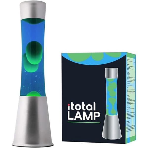 ITotal XL1794 lavalampa 40 cm med silverfot, blå vätska och grönt vax