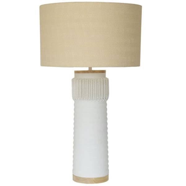Bordlampe Home ESPRIT Lin Keramikk 46 x 46 x 77 cm Hvit