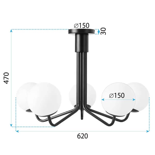 Loftlampe Pendel App1578-5C Black
