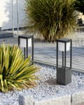 Miniatyrbillede 4 af 9: Havelampe Sort H 60 cm Udendørs Pullert Lampe LED lys Sokkelampe Langs Indkørsel Bedlampe Solar Solceller Belysning