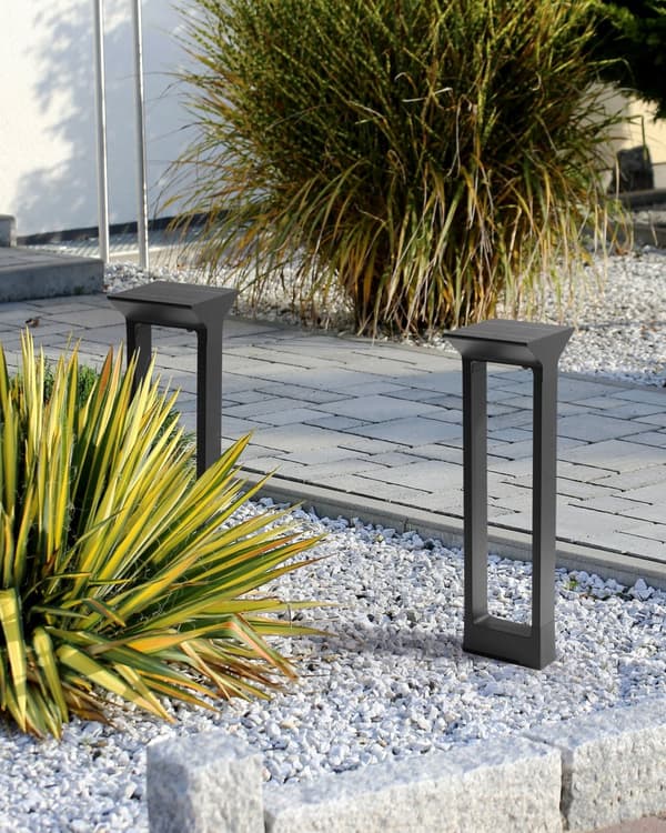Havelampe Sort H 60 cm Udendørs Pullert Lampe LED lys Sokkelampe Langs Indkørsel Bedlampe Solar Solceller Belysning