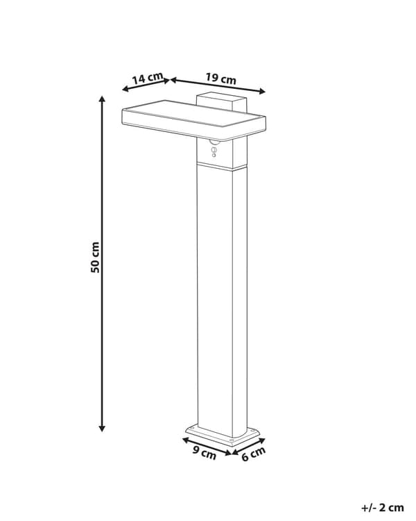 Hage Solar LED Pullertlampe Svart Metall 50 cm Stolpelampe Stibelysning Bevegelsessensor Solcellepanel
