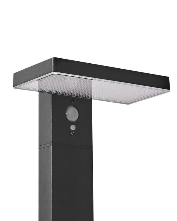 Hage Solar LED Pullertlampe Svart Metall 50 cm Stolpelampe Stibelysning Bevegelsessensor Solcellepanel