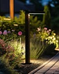 Miniatyrbilde 2 av 10: Hage Solar LED Pullertlampe Svart Metall 50 cm Stolpelampe Stibelysning Bevegelsessensor Solcellepanel