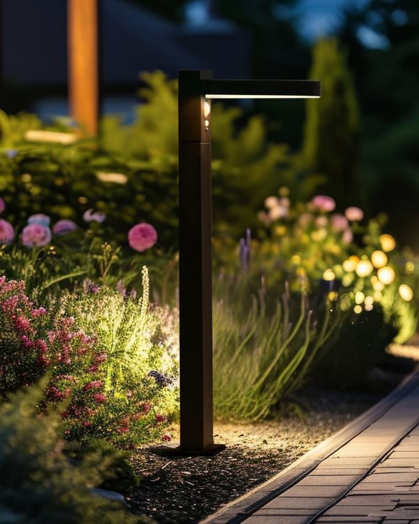 Hage Solar LED Pullertlampe Svart Metall 50 cm Stolpelampe Stibelysning Bevegelsessensor Solcellepanel