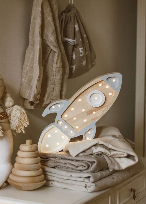 Little Lights - Ljusgrå Rocket Night Light Lamp