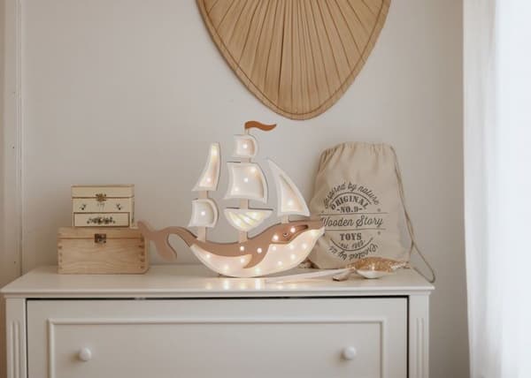 Little Lights - Brown Ship Nightlight Lamp