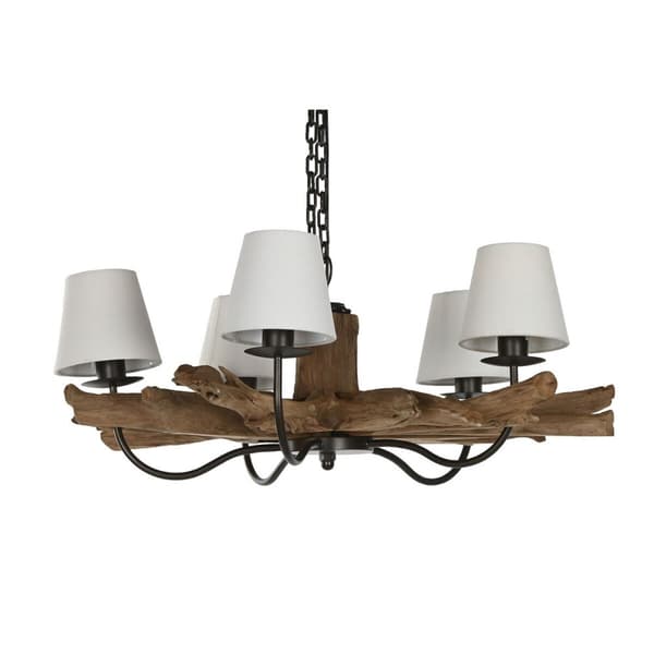 Loftslampe Home ESPRIT Jern Teak 90 x 90 x 35 cm