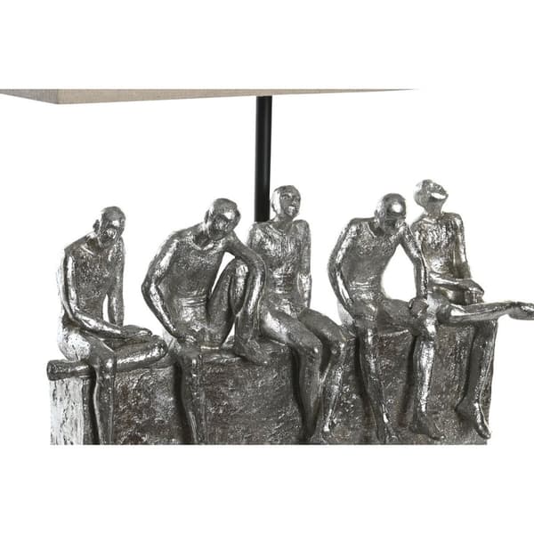Pöytälamppu DKD Home Decor 36 x 21,5 x 43 cm Hopeinen Beige Metalli Hartsi 220 V 50 W