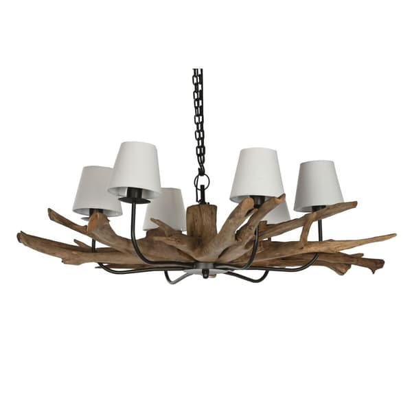 Loftslampe Home ESPRIT Jern Teak 130 X 130 X 35 cm