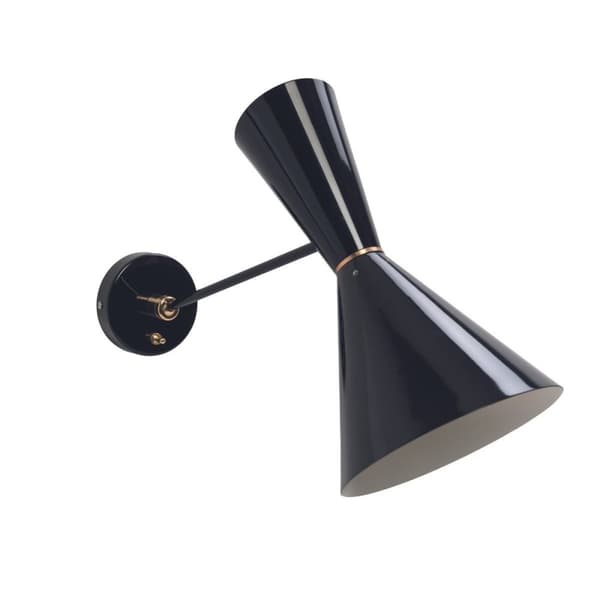 Konisk vägglampa i svart metall H 17 cm - FRANCOIS