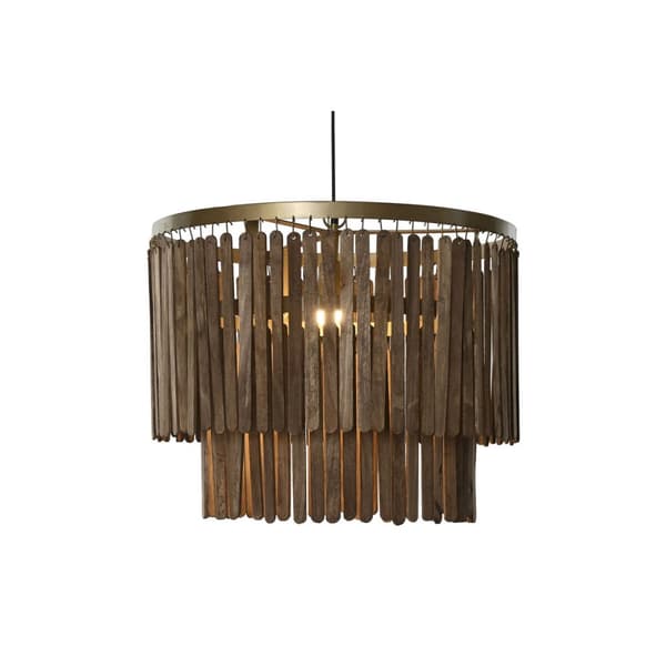 Kattolamppu Home ESPRIT Ruskea Kullattu Puu Metalli Mangopuu 50 W 60 x 60 x 48 cm