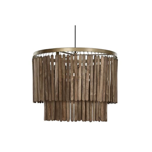 Kattolamppu Home ESPRIT Ruskea Kullattu Puu Metalli Mangopuu 50 W 60 x 60 x 48 cm