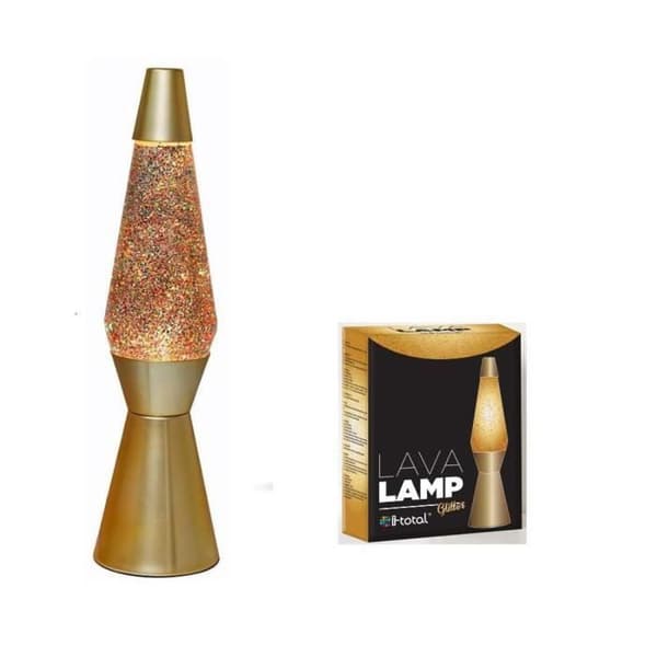 Guldglitter lavalampa 40 cm guld i stål och glas - Divers Direct - Modernt - Design - Elektrisk