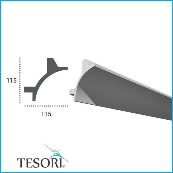 PROVISTON Moulur LED115 x 115 x 2000 mm PU Vit Corniche Resistenta 2 m