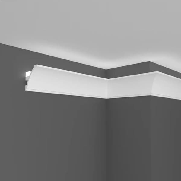 PROVISTON Ljuslist Polymer 45 x 52 x 2000 mm Vit Indirekt belysning LED-belysning
