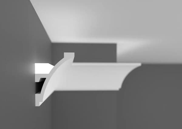 PROVISTON Ljuslist Polymer 45 x 52 x 2000 mm Vit Indirekt belysning LED-belysning