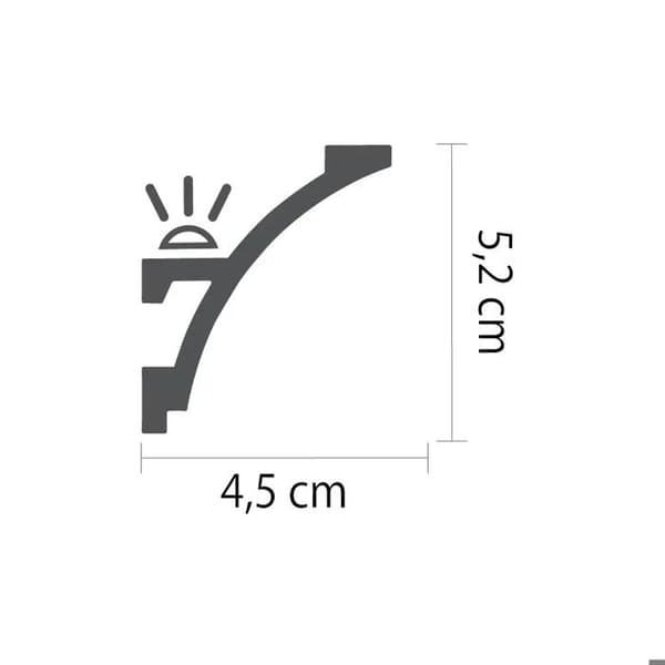 PROVISTON Ljuslist Polymer 45 x 52 x 2000 mm Vit Indirekt belysning LED-belysning
