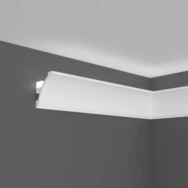 PROVISTON Ljuslist Polymer 45 x 52 x 2000 mm Vit Indirekt belysning LED-belysning