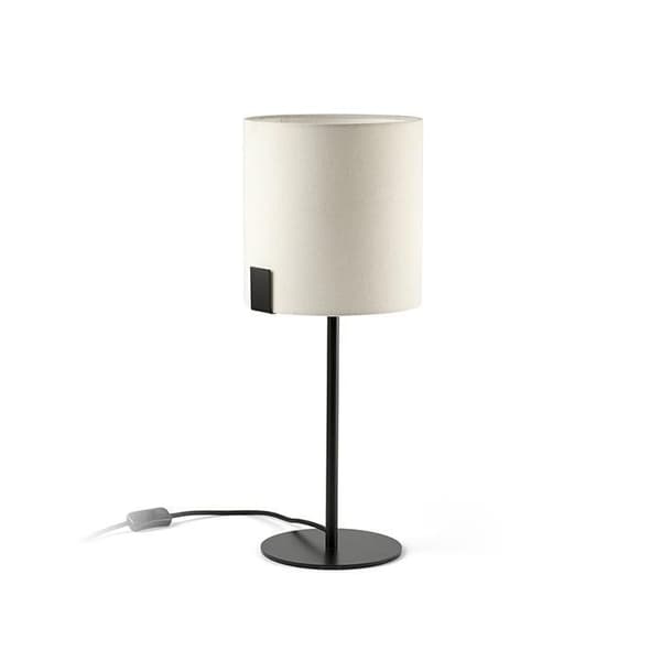 Faro NILA bordslampa med rund mattsvart skärm med off-white skärm