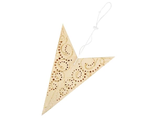 Julstjärna Dekoration Lampa Beige Papper Mangoträ Julpynt Handgjord