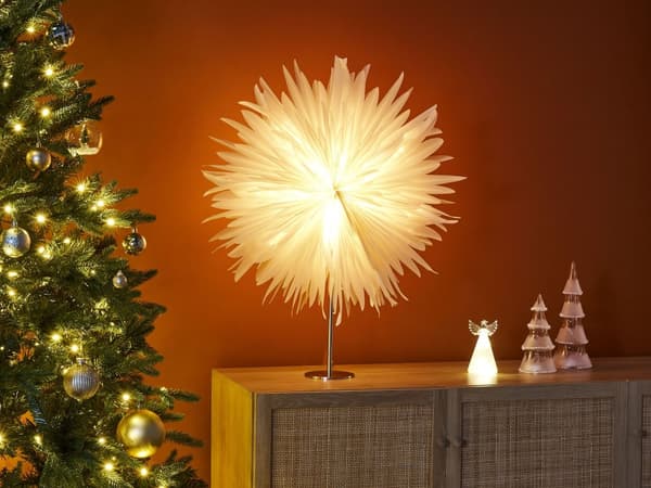 Dekorativ Lampa Snöflinga Stjärna Vit Papper och Järn Jul Festlig Dekoration Handgjord