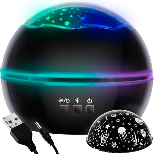 Nattlampe Galaxy Projector | Stjerneprojektor | Utskiftbart motiv blå