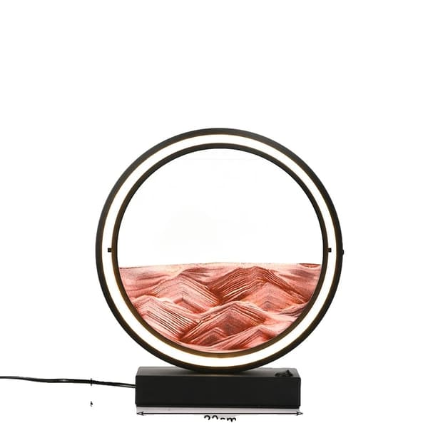3D Quicksand LED Lampe, Justerbar Lysstyrke, Elegant Hjemmedekoration,Sort spin-Rød, Strømafbryderknap