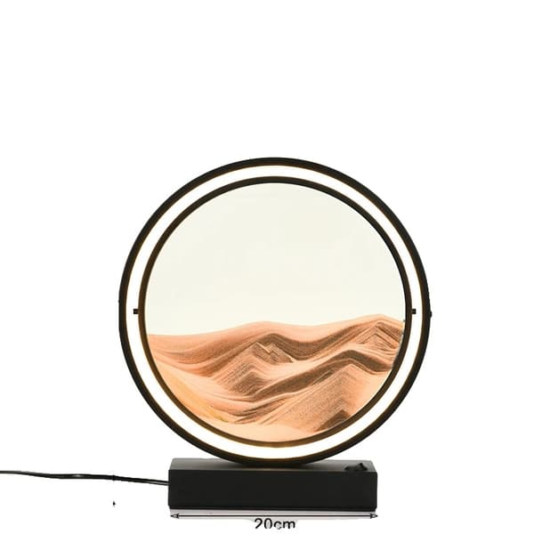 3D QuickSand LED -lamppu, säädettävä kirkkaus, tyylikäs kodin sisustus,Musta pyörä-Punainen, Virtakytkinpainike